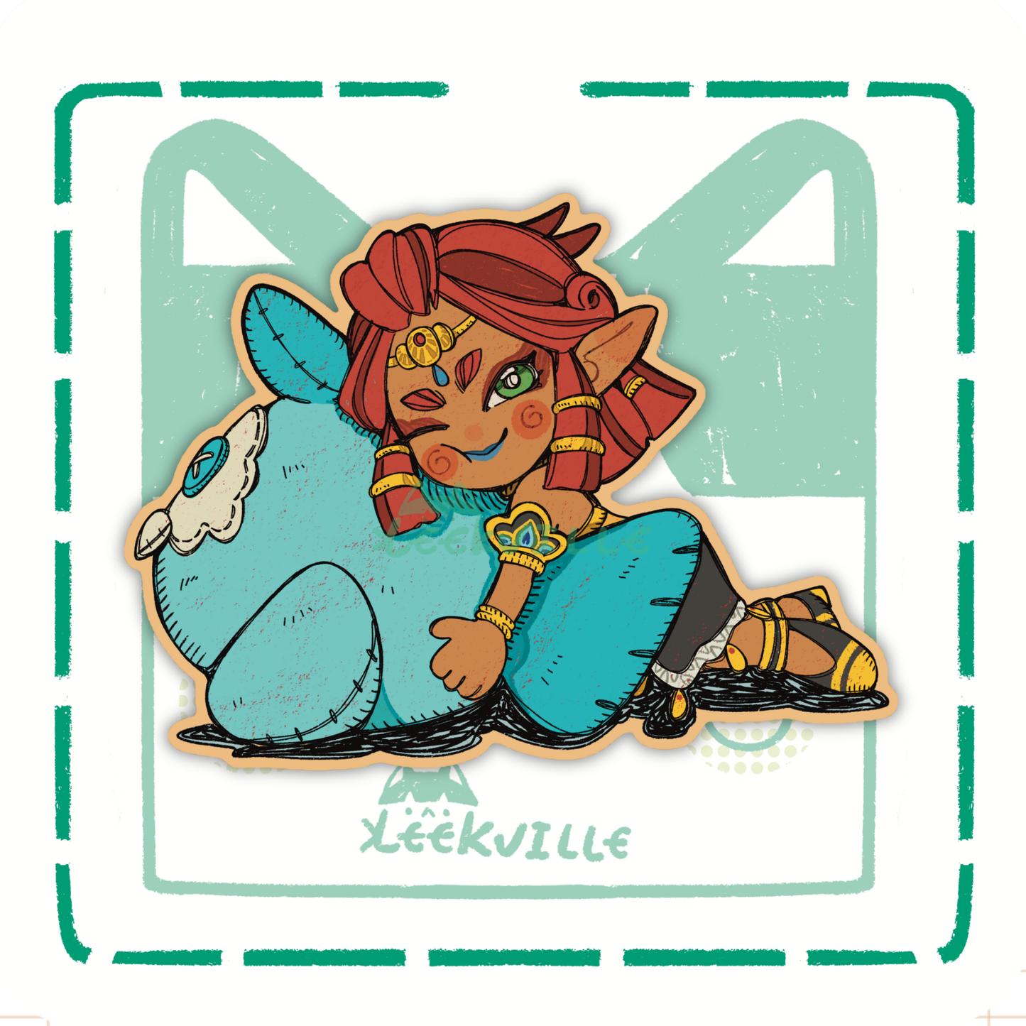 TLOZ | Riju & her Sand Seal Plushie - Matte Vinyl Sticker