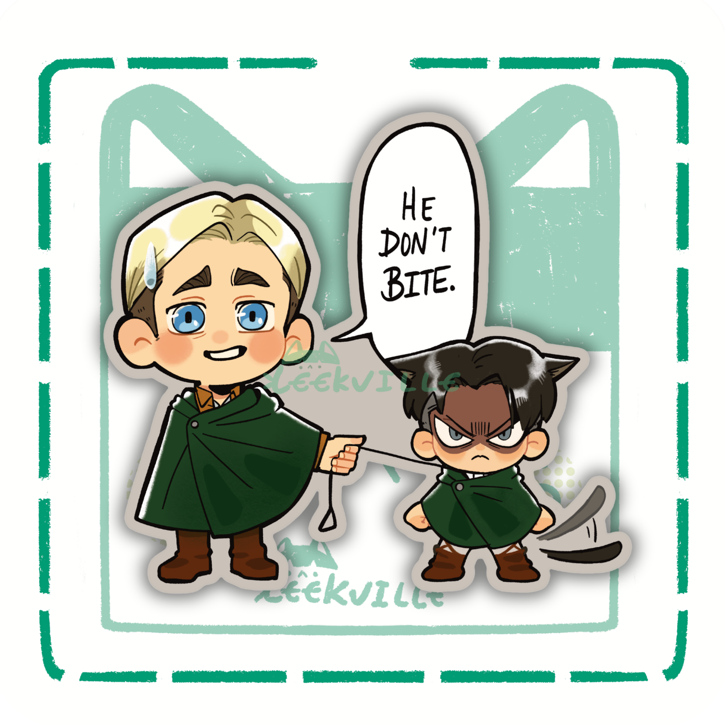 AOT | He Dont Bite - Matte Vinyl Sticker