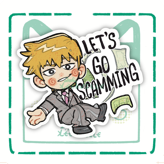MP100 | Reigen Let's Go Scamming - Matte Vinyl Sticker